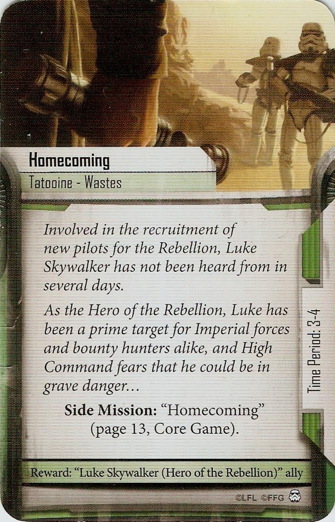 Luke Skywalker - Hero of the Rebellion card: /images/greenSideMissions/Homecoming.jpg